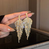 Pearl Diamond Tassel Earrings Rhinestone Material U Shaped Design For Women