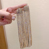 Pearl Diamond Tassel Earrings Rhinestone Material U Shaped Design For Women