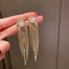 Pearl Diamond Tassel Earrings Rhinestone Material U Shaped Design For Women