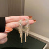 Pearl Diamond Tassel Earrings Rhinestone Material U Shaped Design For Women