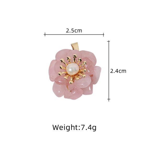 Pearl Dongling Jade Stacked Necklace With Tiger Eye Stone Pendant Electroplated Flower Style