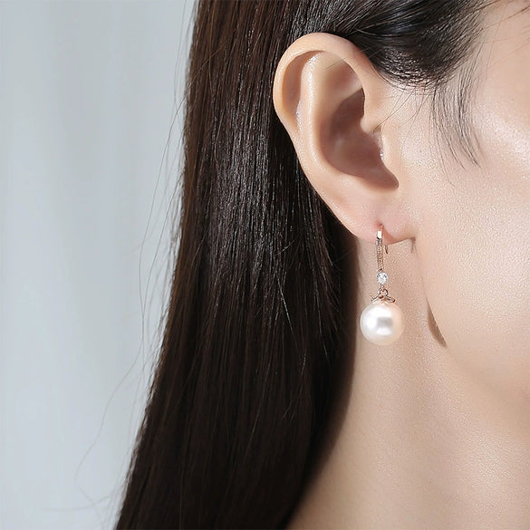 Pearl Drop Shape Copper Earrings Light Luxury Small Fresh Style