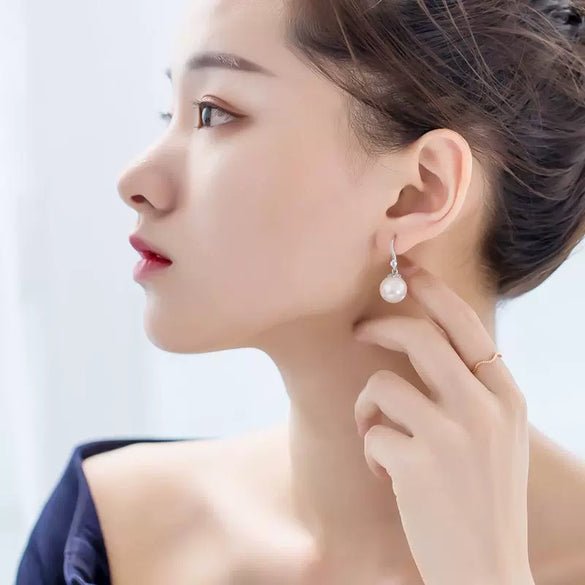 Pearl Drop Shape Copper Earrings Light Luxury Small Fresh Style
