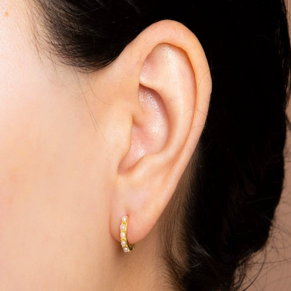 Pearl Ear Buckle Earrings Ecofriendly Brass Letters Numbers Text Pattern Electroplating Real Gold Plating Niche Style Women's