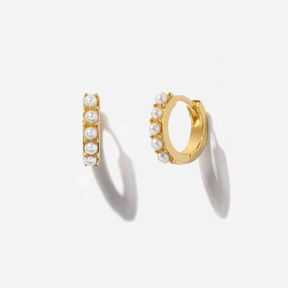 Pearl Ear Buckle Earrings Ecofriendly Brass Letters Numbers Text Pattern Electroplating Real Gold Plating Niche Style Women's