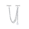 Pearl Ear Chain Fivepointed Star Ear Bone Stud Stainless Steel Geometric Style Electroplated Jewelry