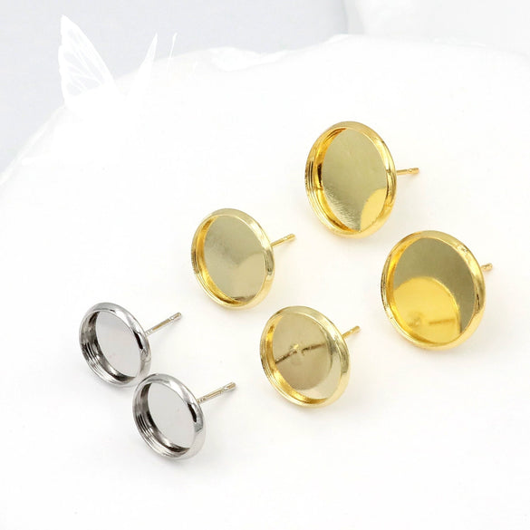 Pearl Earring Holder Gold Plated Electroplating Flat Bottom Semicircle Handmade Earring Accessories Material