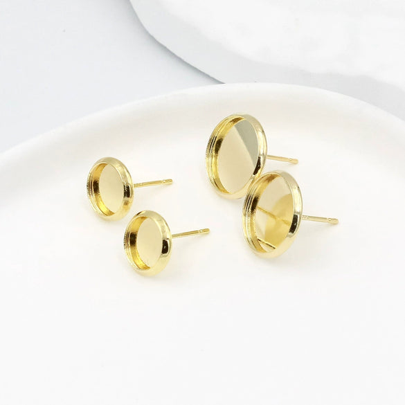 Pearl Earring Holder Gold Plated Electroplating Flat Bottom Semicircle Handmade Earring Accessories Material