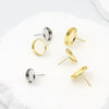 Pearl Earring Holder Gold Plated Electroplating Flat Bottom Semicircle Handmade Earring Accessories Material