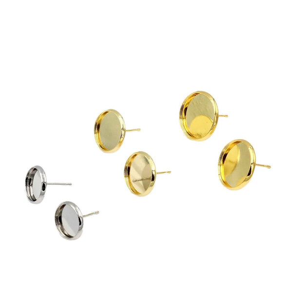 Pearl Earring Holder Gold Plated Electroplating Flat Bottom Semicircle Handmade Earring Accessories Material