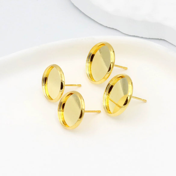 Pearl Earring Holder Gold Plated Electroplating Flat Bottom Semicircle Handmade Earring Accessories Material