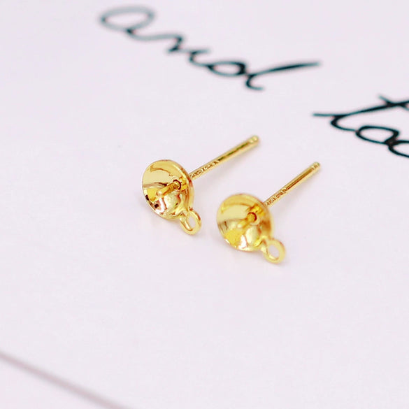 Pearl Earrings And Earrings Tray S925 Silver Needle 18K Gold Plated With Copper Parts Diy Cross Needle Electroplating