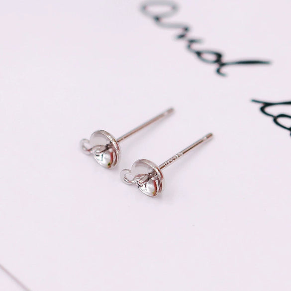 Pearl Earrings And Earrings Tray S925 Silver Needle 18K Gold Plated With Copper Parts Diy Cross Needle Electroplating