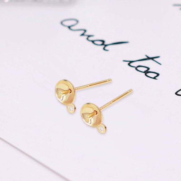 Pearl Earrings And Earrings Tray S925 Silver Needle 18K Gold Plated With Copper Parts Diy Cross Needle Electroplating