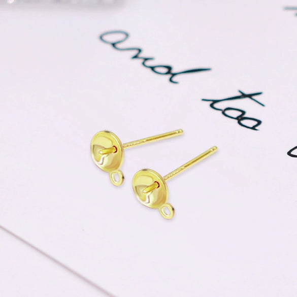 Pearl Earrings And Earrings Tray S925 Silver Needle 18K Gold Plated With Copper Parts Diy Cross Needle Electroplating