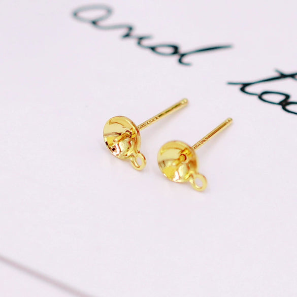 Pearl Earrings And Earrings Tray S925 Silver Needle 18K Gold Plated With Copper Parts Diy Cross Needle Electroplating