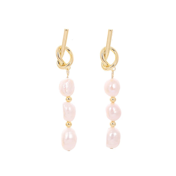 Pearl Earrings Copper Geometric Natural Simple Retro Style