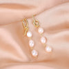 Pearl Earrings Copper Geometric Natural Simple Retro Style