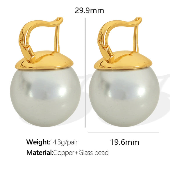 Pearl Earrings Copper Material Inlay Simple Natural Style For Women