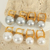 Pearl Earrings Copper Material Inlay Simple Natural Style For Women