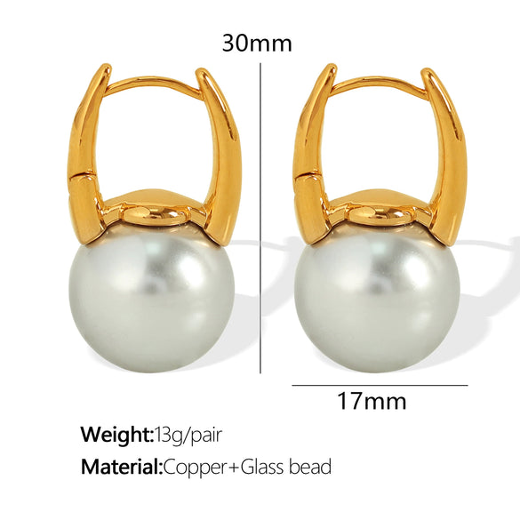 Pearl Earrings Copper Material Inlay Simple Natural Style For Women