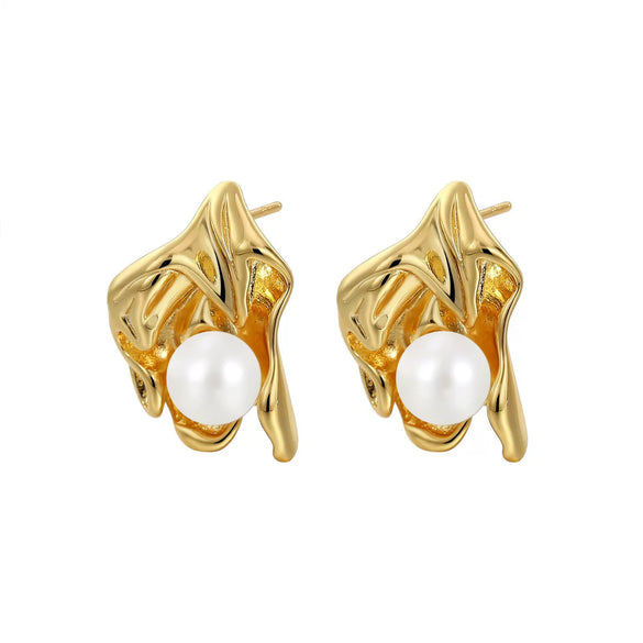 Pearl Earrings Copper Material Niche Style Electroplating Jewelry