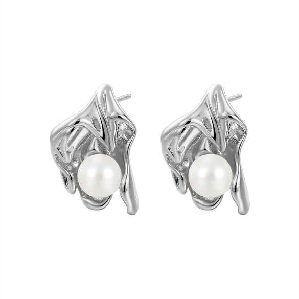 Pearl Earrings Copper Material Niche Style Electroplating Jewelry