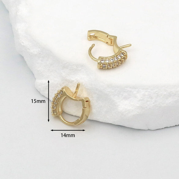 Pearl Earrings Copper Micropaved Zircon Electroplating Halfhole Bead Earrings