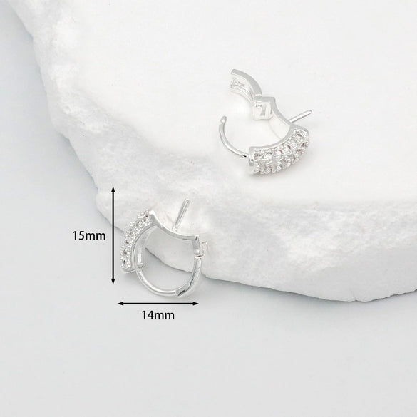 Pearl Earrings Copper Micropaved Zircon Electroplating Halfhole Bead Earrings