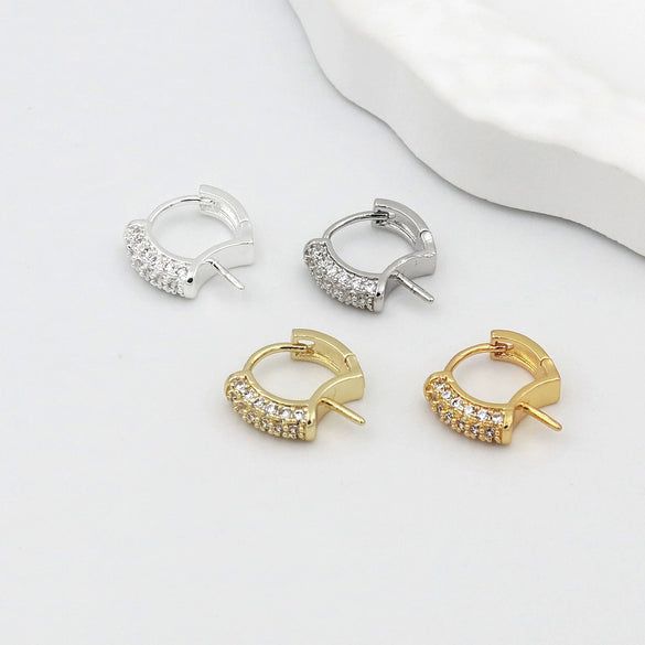 Pearl Earrings Copper Micropaved Zircon Electroplating Halfhole Bead Earrings