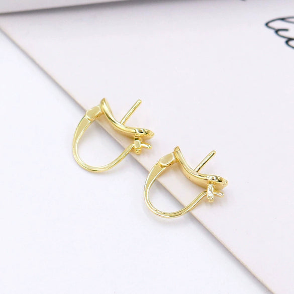Pearl Earrings Copper Plated 18K Real Gold 14K Goldfilled Colorpreserving Ingot Flower Basket Boatshaped Electroplated