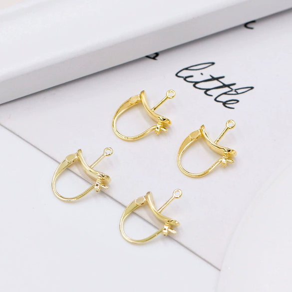 Pearl Earrings Copper Plated 18K Real Gold 14K Goldfilled Colorpreserving Ingot Flower Basket Boatshaped Electroplated