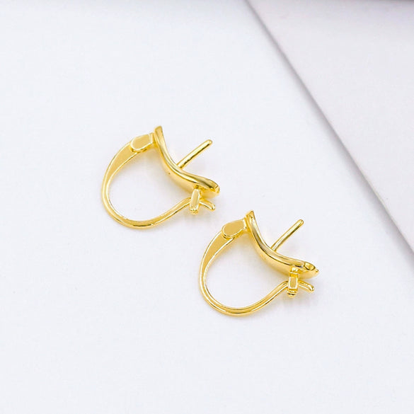 Pearl Earrings Copper Plated 18K Real Gold 14K Goldfilled Colorpreserving Ingot Flower Basket Boatshaped Electroplated