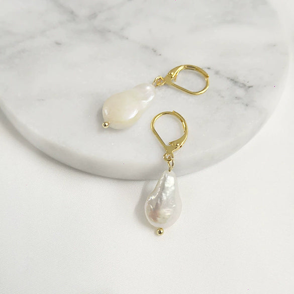 Pearl Earrings Elegant Natural Baroque Style For Women