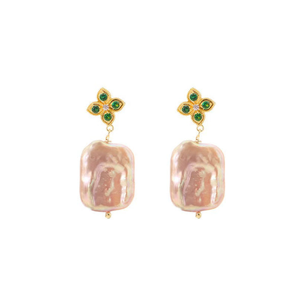 Pearl Earrings For Women Electroplated Geometric Style Jewelry