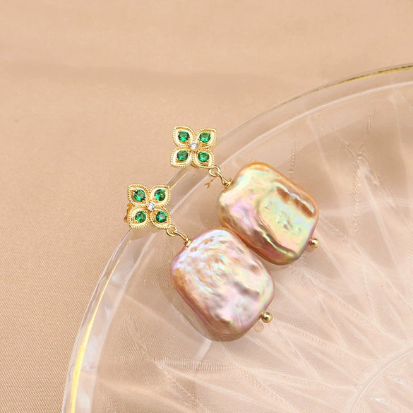 Pearl Earrings For Women Electroplated Geometric Style Jewelry