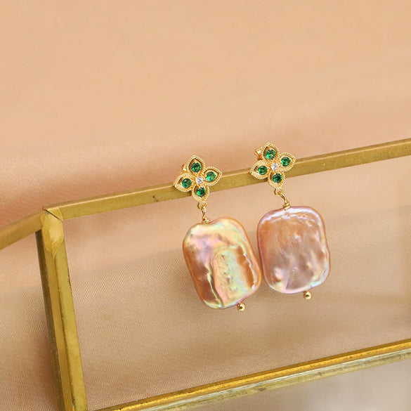 Pearl Earrings For Women Electroplated Geometric Style Jewelry