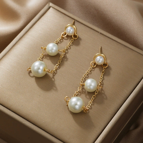 Pearl Earrings For Women Geometric Style Electroplated