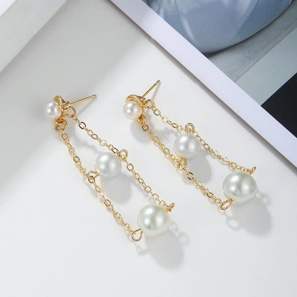 Pearl Earrings For Women Geometric Style Electroplated