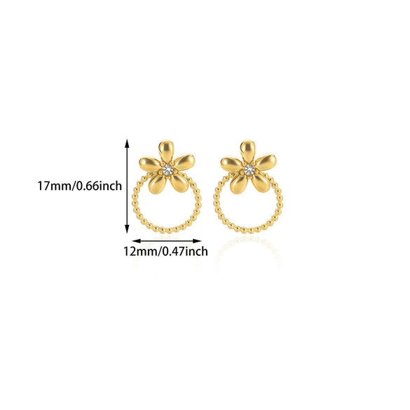Pearl Earrings For Women High End Bow Style Geometric Stainless Steel With 18K Gold Electroplating