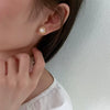 Pearl Earrings For Women 925 Silver Needle Goldplated Oblate Shape