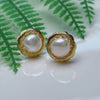 Pearl Earrings For Women 925 Silver Needle Goldplated Oblate Shape