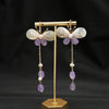Pearl Earrings Geometric Fashion Electroplated Butterfly Ear Hooks Purple Tassel Women's