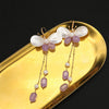 Pearl Earrings Geometric Fashion Electroplated Butterfly Ear Hooks Purple Tassel Women's