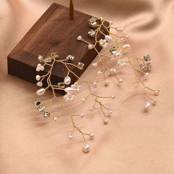 Pearl Earrings Geometric Style Electroplating Design For Women