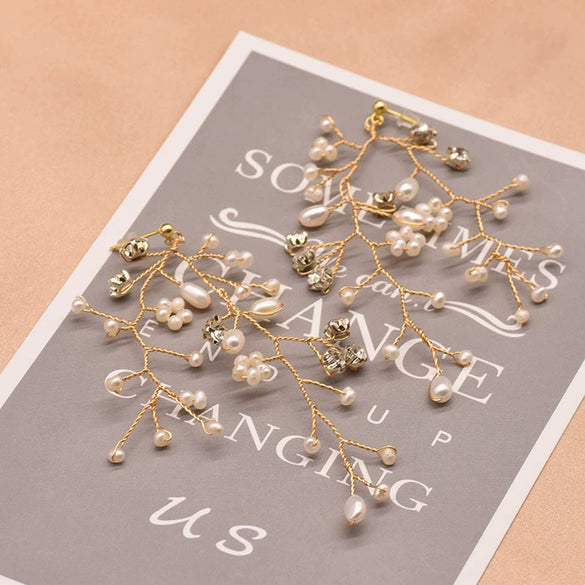 Pearl Earrings Geometric Style Electroplating Design For Women