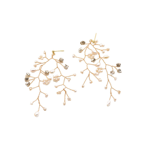 Pearl Earrings Geometric Style Electroplating Design For Women