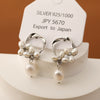 Pearl Earrings Geometric Style Flower Pattern Electroplating For Women