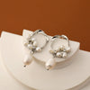 Pearl Earrings Geometric Style Flower Pattern Electroplating For Women