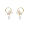 Pearl Earrings Geometric Style Flower Pattern Electroplating For Women